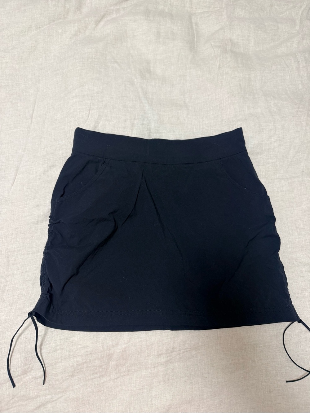 Columbia Navy Drawstring Side-Ruched Mini Skirt